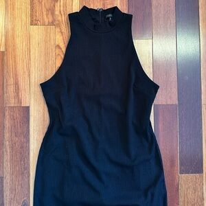 Dynamite | Lined high neck black cotton dress with slit size large